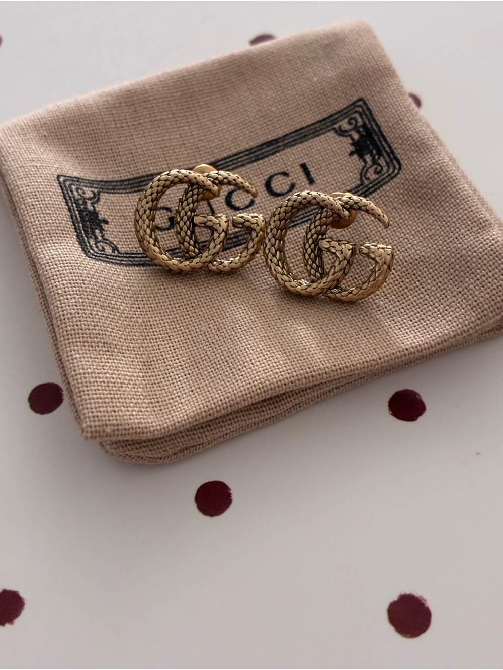 Gucci Gold Double G Snake Motif Earrings